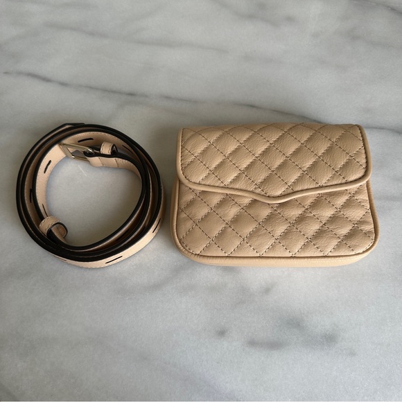 REBECCA MINKOFF • Quilted Belt Bag New with Tags NWT Minibag Neutral Luxe Purse - Picture 2 of 9